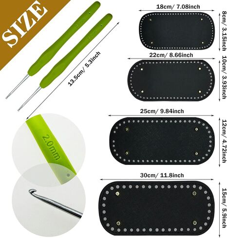 Yayatty 4 Color PU Leather Bag Bottom Base Crochet Bag Bottom, Rectangle Knitting Crochet Bags Bottom for Bags, DIY Shoulder Bag Crochet Accessories, Purse Making Supplies, 18 x 8cm in Saudi Arabia