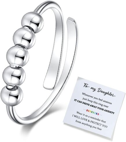 جن اكس ان خاتم فيدجيت تو ماي ابنت، خاتم فيدجيت لتخفيف القلق للنساء، خاتم قابل للتعديل لتخفيف القلق بالوان قوس قزح، هدايا مجوهرات in Kuwait