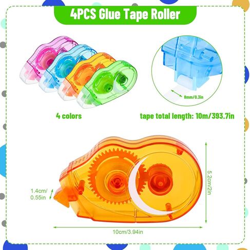 بكرة شريط مزدوجة الجوانب من BOUMUSOE، 8 مم × 10 متر، 4 عبوات من شريط لاصق القصاصات، موزع شريط لاصق شفاف لتغليف الهدايا، وسجلات القصاصات، والحرف اليدوية، والمشروعات الفنية in Kuwait