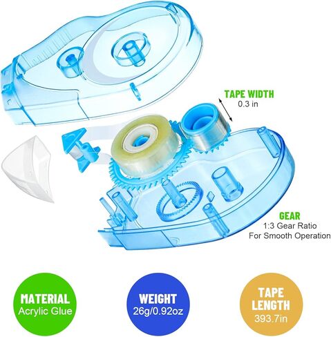 بكرة شريط مزدوجة الجوانب من BOUMUSOE، 8 مم × 10 متر، 4 عبوات من شريط لاصق القصاصات، موزع شريط لاصق شفاف لتغليف الهدايا، وسجلات القصاصات، والحرف اليدوية، والمشروعات الفنية in Kuwait