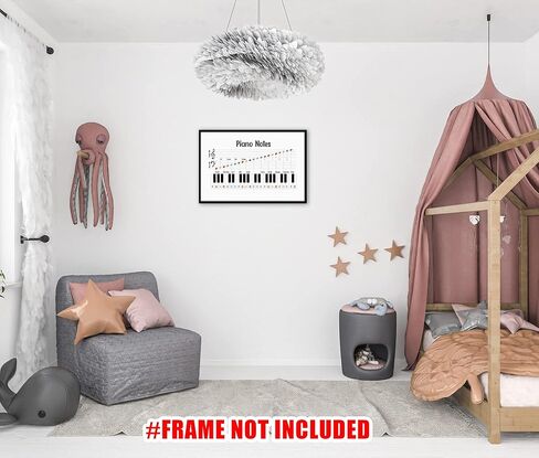 ملصق نوتات موسيقية بيانو بدون اطار من تيفوك مقاس 24 × 16، تعليم الموسيقى، قيمة النوتة الموسيقية، ملصقات مفاتيح البيانو للفصول الدراسية للموسيقى، ملصق نظرية الموسيقى، ملصق مونتيسوري، غرفة البيانو in Kuwait