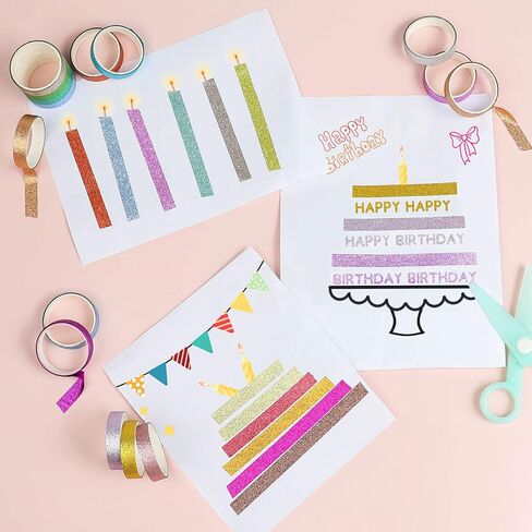 شريط واشي لامع رفيع من إيبورن - 30 لفة 10 مم مجموعة شريط لاصق واشي بألوان قوس قزح، شريط زخرفي رفيع لمجلة الرصاص، والحرف اليدوية اليدوية، والمخطط، وسجل القصاصات، وتغليف الهدايا in Kuwait