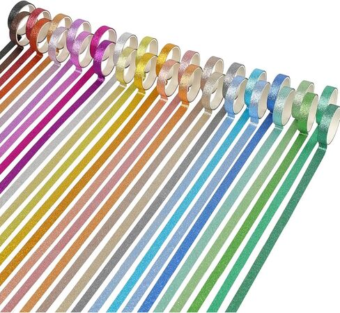 شريط واشي لامع رفيع من إيبورن - 30 لفة 10 مم مجموعة شريط لاصق واشي بألوان قوس قزح، شريط زخرفي رفيع لمجلة الرصاص، والحرف اليدوية اليدوية، والمخطط، وسجل القصاصات، وتغليف الهدايا in Kuwait