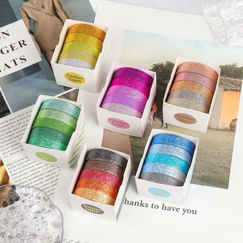 شريط واشي لامع رفيع من إيبورن - 30 لفة 10 مم مجموعة شريط لاصق واشي بألوان قوس قزح، شريط زخرفي رفيع لمجلة الرصاص، والحرف اليدوية اليدوية، والمخطط، وسجل القصاصات، وتغليف الهدايا in Kuwait