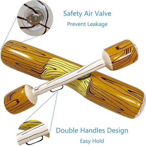 ALLADINBOX 4 PCS Inflatable Pool Battle Log Rafts, Float Row Toys for 2 Players Fighting Float Ride On, 2 Sitting Canoes and 2 Sticks, Joust Set Pool Party Water Sports Games, Wood Grain in Kuwait