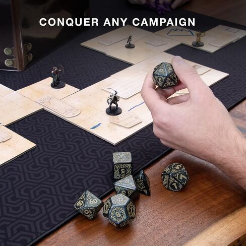 Wiz Dice Titan Dice - مجموعة نرد كبيرة متعددة السطوح لألعاب مغامرات RPG على الطاولة مع صندوق نرد خشبي - مجموعة نرد جامبو DND، مناسبة للأبراج المحصنة والتنينات المحصنة in Kuwait