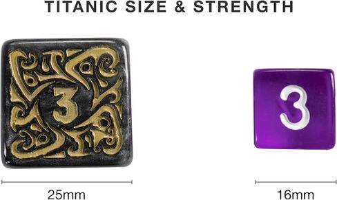 Wiz Dice Titan Dice - مجموعة نرد كبيرة متعددة السطوح لألعاب مغامرات RPG على الطاولة مع صندوق نرد خشبي - مجموعة نرد جامبو DND، مناسبة للأبراج المحصنة والتنينات المحصنة in Kuwait