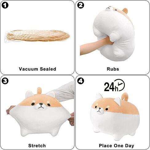 Ditucu 19.6 inch Shiba Inu Stuffed Animal Toy Cute Anime Corgi Akita Dog Plush Pillow Kawaii Plushie Best Gifts for Kids Black in Kuwait