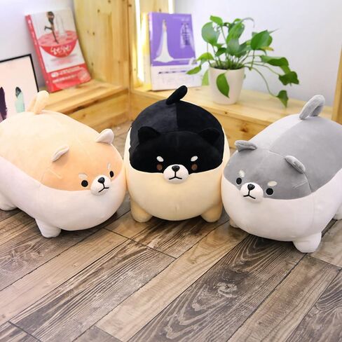 Ditucu 19.6 inch Shiba Inu Stuffed Animal Toy Cute Anime Corgi Akita Dog Plush Pillow Kawaii Plushie Best Gifts for Kids Black in Kuwait