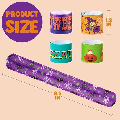 JOYIN Halloween Slap Bracelets Party Favors for Kids - 100 Pcs Friendship Bracelets Halloween Party Supplies and Decorations Snap Bracelets with Halloween Classies Pattern in Saudi Arabia