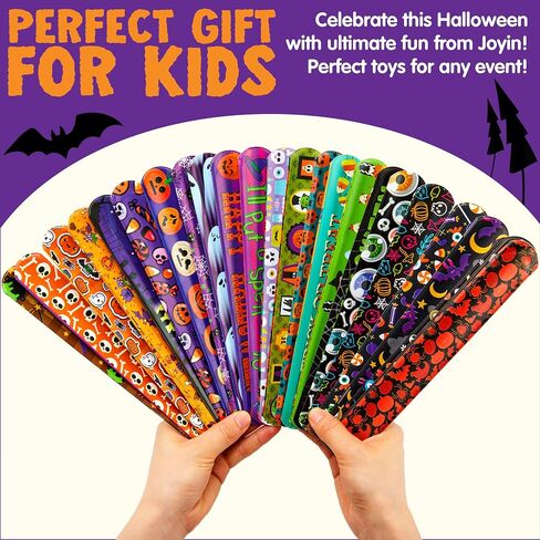 JOYIN Halloween Slap Bracelets Party Favors for Kids - 100 Pcs Friendship Bracelets Halloween Party Supplies and Decorations Snap Bracelets with Halloween Classies Pattern in Saudi Arabia