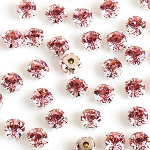 Greatdeal68 3mm to 8mm Glass Rhinestone Sew-on Silver Settings with 4 Holes Crystal/Crystal AB/Color (3mm 100pcs, Crystal AB) in Kuwait