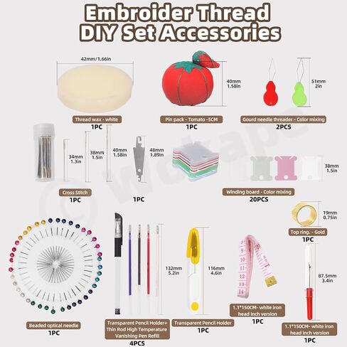 Wokape 212Pcs Embroidery Kit, Cross Stitch Kit Contains 100 Colors Threads, 5Pcs Bamboo Embroidery Hoops, 3Pcs Aida Cloth, 30Pcs Embroidery Needles and 74Pcs More Cross Stitch Tools for Beginner Adult in Saudi Arabia