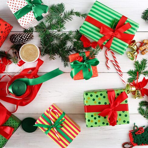 أشرطة عيد الميلاد بطول 100 ياردة، أشرطة تغليف هدايا عيد الميلاد، أشرطة من الساتان لتغليف الزفاف، إكليل القوس، حرفة يدوية (25 مم، أحمر) in Kuwait