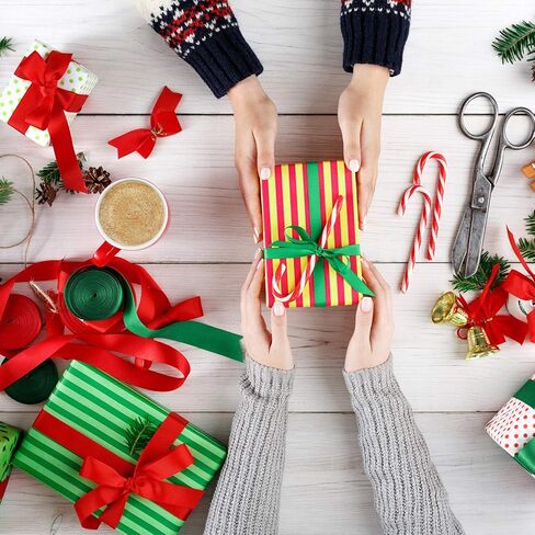 أشرطة عيد الميلاد بطول 100 ياردة، أشرطة تغليف هدايا عيد الميلاد، أشرطة من الساتان لتغليف الزفاف، إكليل القوس، حرفة يدوية (25 مم، أحمر) in Kuwait