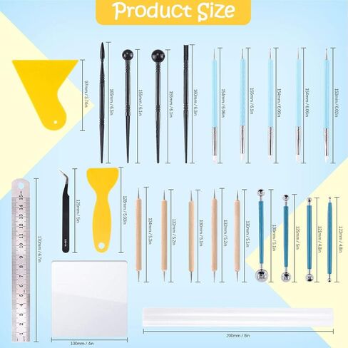 Rustark Polymer Clay Tools, 24 pcs Modeling Clay Sculpting Tools Include Rubber Tip Pens,Ball Stylus, Modeling Tools Pottery Tools for Pottery Sculpture, Rock Painting, Art Carving Embossing in Kuwait
