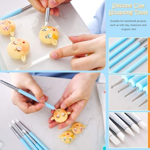 Rustark Polymer Clay Tools, 24 pcs Modeling Clay Sculpting Tools Include Rubber Tip Pens,Ball Stylus, Modeling Tools Pottery Tools for Pottery Sculpture, Rock Painting, Art Carving Embossing in Kuwait