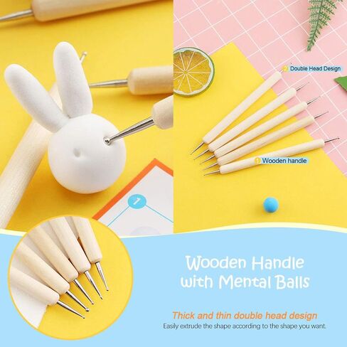 Rustark Polymer Clay Tools, 24 pcs Modeling Clay Sculpting Tools Include Rubber Tip Pens,Ball Stylus, Modeling Tools Pottery Tools for Pottery Sculpture, Rock Painting, Art Carving Embossing in Kuwait