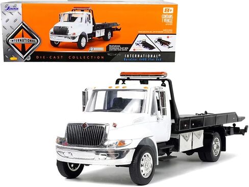 International Durastar 4400 Flatbed Tow Truck Die-cast Car, Toys for Kids and Adults, White in Saudi Arabia
