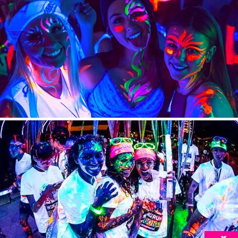 Kleeblatt Glow In The Dark Face Body Paint, 12pcs Uv Face Paint Crayons, Neon Body Paint, Face Painting Kit for Kids Party, Halloween Makeup Kit for Adults, Black Face Paint Markers Stick in Kuwait