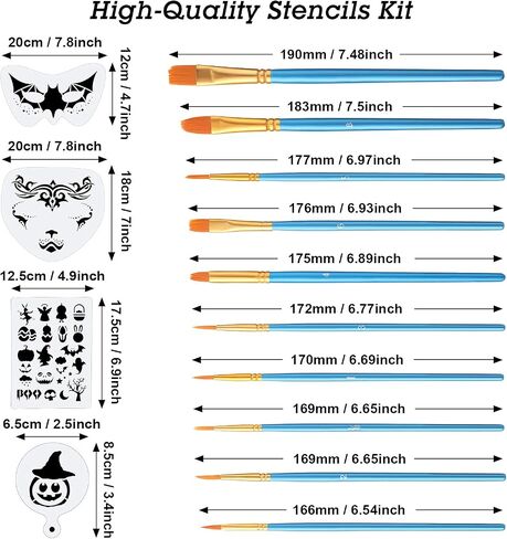 54 Pieces Halloween Face Painting Stencil Sets Halloween Pumpkin Ghost Stencils Blue Painting Brushes Kids Women Paint Stencils Hollow Tattoo Template for Halloween Holiday Party Makeup Face Painting in Saudi Arabia