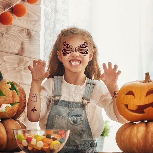 54 Pieces Halloween Face Painting Stencil Sets Halloween Pumpkin Ghost Stencils Blue Painting Brushes Kids Women Paint Stencils Hollow Tattoo Template for Halloween Holiday Party Makeup Face Painting in Saudi Arabia