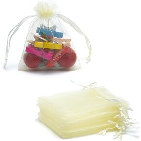 Tendwarm 100 Pcs 3x4 Inch Sheer Organza Bag for Party Wedding Christmas Festival Favor Gift Bags with Drawstring