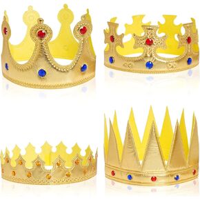 tiggell 4pcs King Crowns Queen Costume Crown Hat for Royal Halloween Cosplay Birthday Party Photo Props in Kuwait