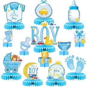 13 Pcs Centerpieces for Tables boy Honeycomb Centerpieces Baby Shower Decorations，It's a boy party supplies，Gender Reveal boy Baby Shower Centerpiece for Baby boys Party Birthday Tables Decorations