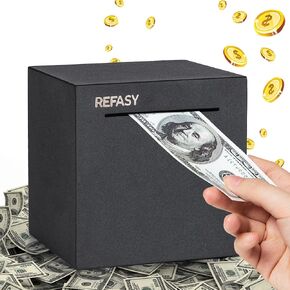Refasy Adult Piggy Bank,Metal Saving Box Stainless Steel Piggy Bank for Real Money Cash Coin Can Piggy Bank for Adults Must Break to Open Money Bank Savings Box for Cash Saving 4.72 inch in Kuwait