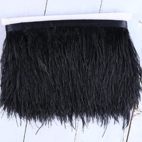 Ostrich Feathers Trim Sewing Fringe 5Yard 3.5-4.5 inch for DIY Dress Sewing Craft Clothing Latin Wedding Dress Decoration Ostrich Feather Trim（Black)