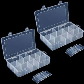 15 Large Grids Clear Plastic Organizer Storage Box for Washi Tape,Adjustable Compartments with Dividers,Container Holder for Ribbon,Sewing,Thread,Masking Tape,DIY Sticker Roll Tape in Kuwait