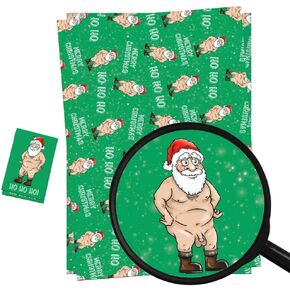 أوراق ورق تغليف عيد الميلاد من LimaLima + علامات هدايا (حزمة 2) تصميم سانتا العاري المضحك والوقح للرجال والنساء in Kuwait