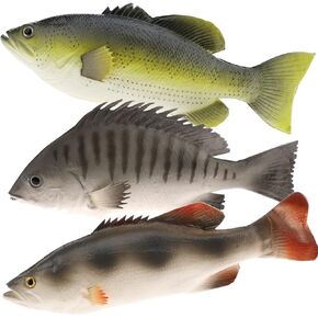 Gresorth 3 PCS Artificial Mixed Fish Set Fake Food Wall Hanging Model Realistic Home Party Kitchen Toys Christmas Decoration