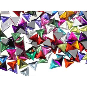 Allstarco 13mm Triangle Flat Back Acrylic Rhinestones Assorted Colors Plastic Gems for Crafts Costume Embelishments Card Making Jewels Jewelry Making Supplies Cosplay Jewels 150 Pcs