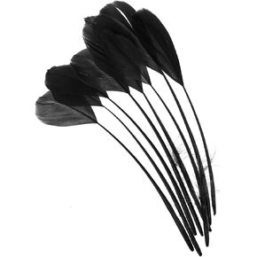 PATIKIL 6-8 Inch Goose Feathers, 50 Pack Bulk Natural Feathers for Crafts Carnival Handwork Clothing Costumes Wedding Party Style 4, Black
