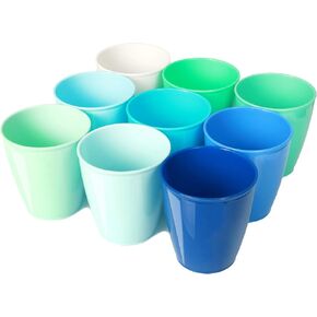 Youngever 8 Ounce Kids Cups, 9 Pack Kids Plastic Cups, 8 Ounce Kids Drinking Cups, Toddler Cups, Cups for Kids Toddlers, Unbreakable Toddler Cups (Coastal Colors) in Kuwait