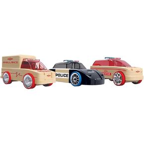 Automoblox Mini Rescue Pack — Wooden Mix-and-Match Vehicles — Build and Rebuild — Ages 4+