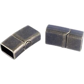 KONMAY Magnetic Jewelry Bracelet Clasps, 10 Sets 12.0x6.0mm Antique Brass Flat Closure Magnetic End Caps for Leather Bracelet Making