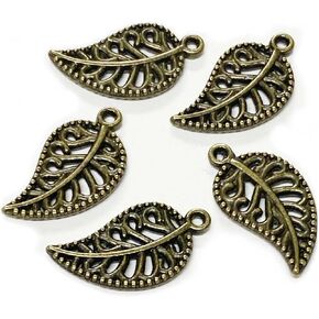 Four Leaf Clover Silver Leaf Beads 100-150 Pcs Leaves Craft Antique Leaf Charms for Crafting Leaf Pendant Charm for Necklace Bracelet Earring Making Fall Leaf Beads Set