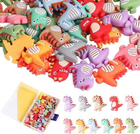 Lenwen 110 Pcs Resin Dinosaur Charms Flatback Dinosaur Decorations Resin Dinosaur Pendant for DIY Scrapbooking Embellishment Phone Case Craft Jewelry Making Hair Clips Accessory in Saudi Arabia