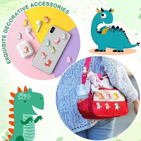 Lenwen 110 Pcs Resin Dinosaur Charms Flatback Dinosaur Decorations Resin Dinosaur Pendant for DIY Scrapbooking Embellishment Phone Case Craft Jewelry Making Hair Clips Accessory in Saudi Arabia