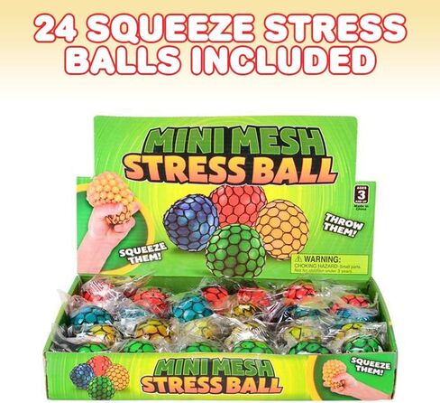 ArtCreativity 1.75 Inch Mesh Stress Balls for Kids - Pack of 24 - Squeeze Toys in Assorted Colors for Anxiety Relief and ADHD - Fun Birthday Party Favors, Treasure Box Prizes for Classroom in Saudi Arabia