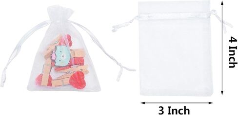 Tendwarm 100 قطعة 3x4 بوصة أكياس الأورجانزا الشفافة لحفلات الزفاف لصالح الحقائب مع الرباط حقائب للهدايا عيد الميلاد in Saudi Arabia