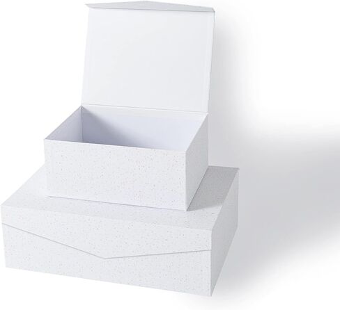 علب هدايا باللونين الأسود والذهبي مع إغلاق مغناطيسي - مجموعة من 2، مجموعة علب هدايا متداخلة للهدايا، وصناديق من الورق المقوى المزخرفة بأغطية مغناطيسية لتغليف الهدايا، وصناديق تخزين الصور وصناديق عيد الميلاد in Kuwait