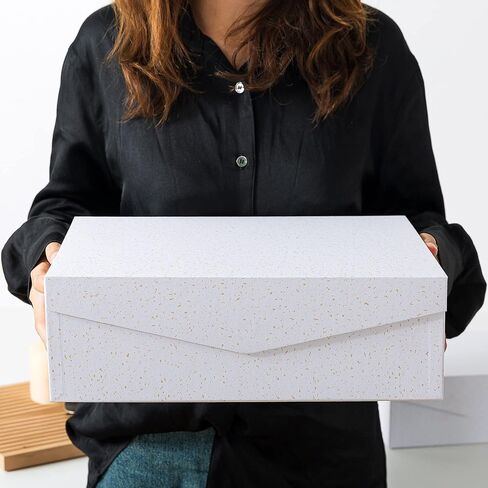 علب هدايا باللونين الأسود والذهبي مع إغلاق مغناطيسي - مجموعة من 2، مجموعة علب هدايا متداخلة للهدايا، وصناديق من الورق المقوى المزخرفة بأغطية مغناطيسية لتغليف الهدايا، وصناديق تخزين الصور وصناديق عيد الميلاد in Kuwait