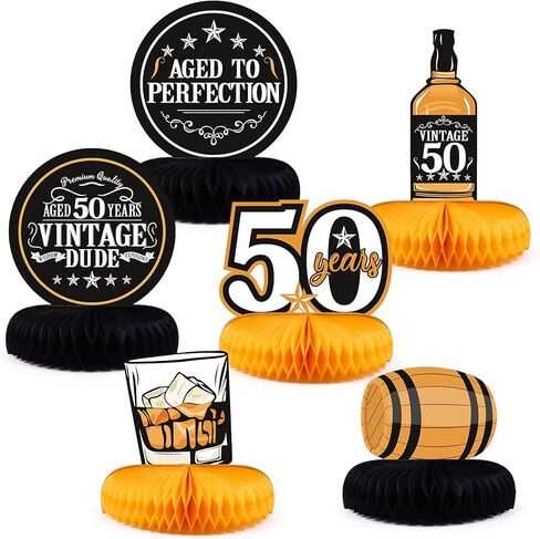 6 قطع من قطع الويسكي المركزية لحفلات عيد الميلاد الخمسين على شكل قرص العسل والتي تتراوح أعمارهم بين أغطية الطاولات من أجل هدايا حفلات عيد الميلاد الخمسين وديكورات حفلات الويسكي in Kuwait