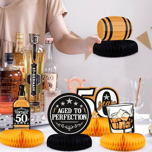 6 قطع من قطع الويسكي المركزية لحفلات عيد الميلاد الخمسين على شكل قرص العسل والتي تتراوح أعمارهم بين أغطية الطاولات من أجل هدايا حفلات عيد الميلاد الخمسين وديكورات حفلات الويسكي in Kuwait