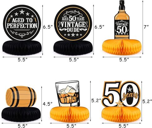 6 قطع من قطع الويسكي المركزية لحفلات عيد الميلاد الخمسين على شكل قرص العسل والتي تتراوح أعمارهم بين أغطية الطاولات من أجل هدايا حفلات عيد الميلاد الخمسين وديكورات حفلات الويسكي in Kuwait