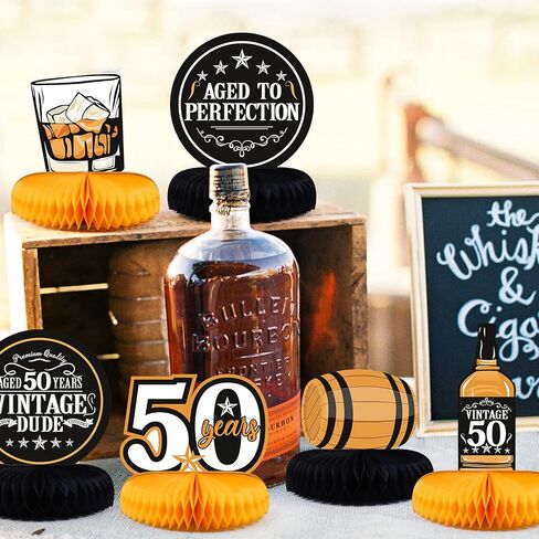 6 قطع من قطع الويسكي المركزية لحفلات عيد الميلاد الخمسين على شكل قرص العسل والتي تتراوح أعمارهم بين أغطية الطاولات من أجل هدايا حفلات عيد الميلاد الخمسين وديكورات حفلات الويسكي in Kuwait